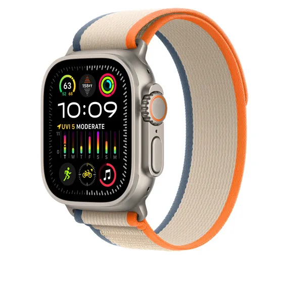 Apple Watch 49 mm - Trail Loop, Orange/Beige (M/L)