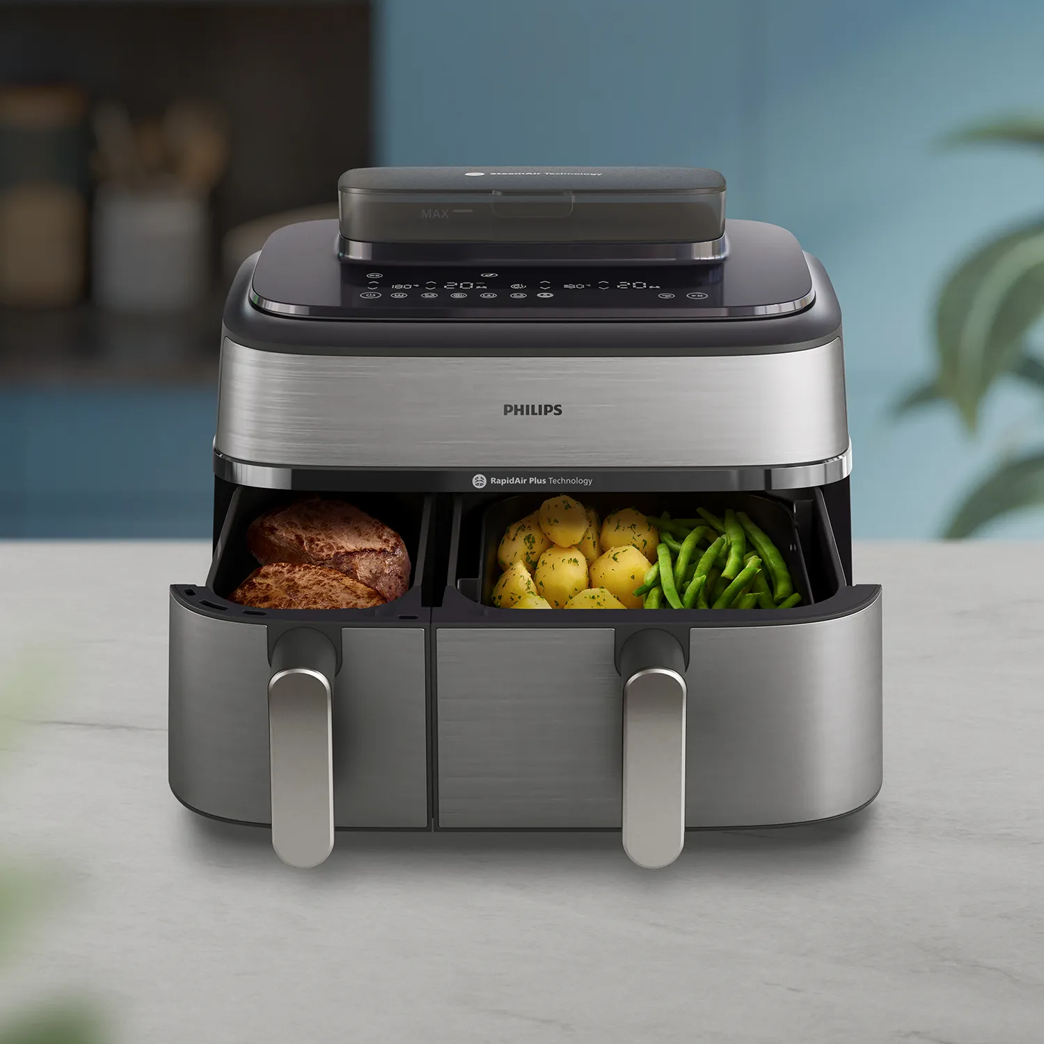 Philips 5000 Series NA555/00, 9L, 1.4 kg, 2750W, air fryer, Black