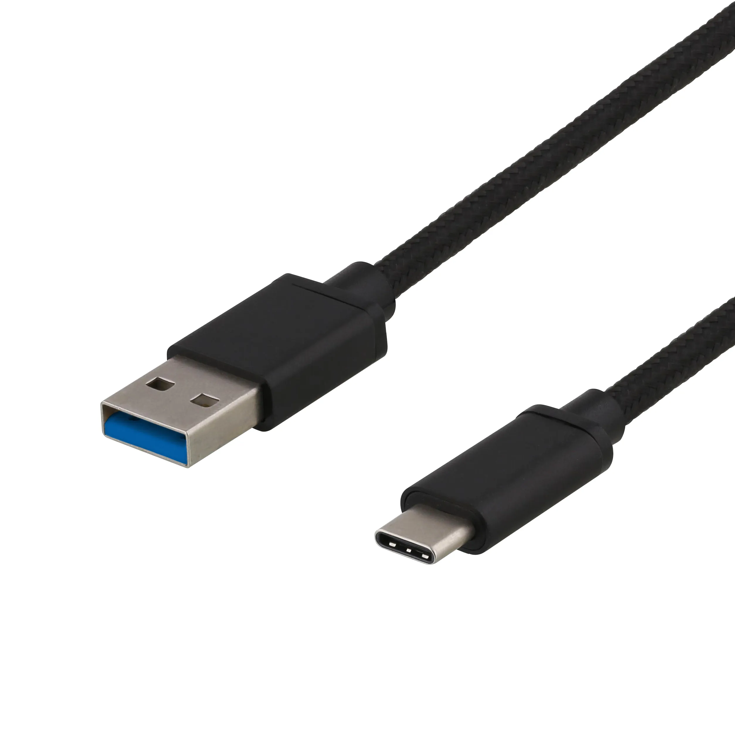 Deltaco Braided USB-A – USB-C 3.1 Gen 1 - cable, 0.5 m, Black