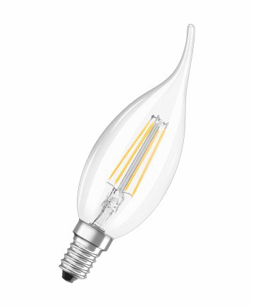 LED candle, 40W/827 filament clear, E14, dimmable