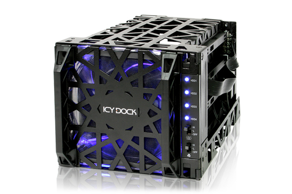 ICY DOCK, Sis&auml;inenhot-swap, 4x3,5" SATA, 3x5,5" paikkaa, mu