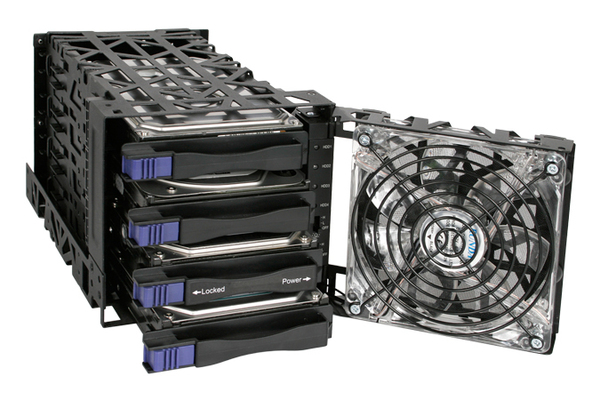 ICY DOCK, Sis&auml;inenhot-swap, 4x3,5" SATA, 3x5,5" paikkaa, mu