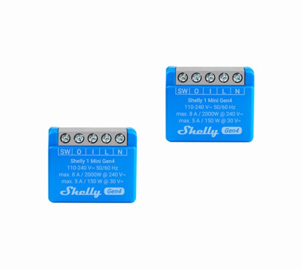 Shelly 1 Mini Gen4 - smarta str&ouml;mbrytare, 2-pack