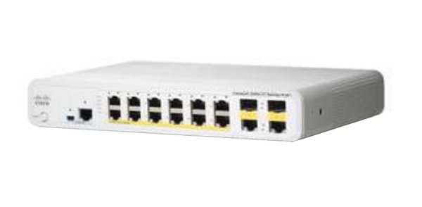 Cisco Catalyst Compact 2960C-12PC-L - Kytkin - Hallinnoitu - 12 x 10/100 (PoE) + 2 x jaettu Gigabit SFP - ty&ouml;p&ouml;yt&auml;, r&auml;kkiin asennettava, sein&auml;&auml;n asennettava - P