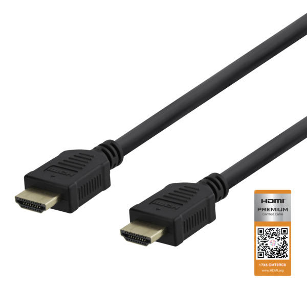 DELTACO Premium High Speed HDMI cable, 1m, black
