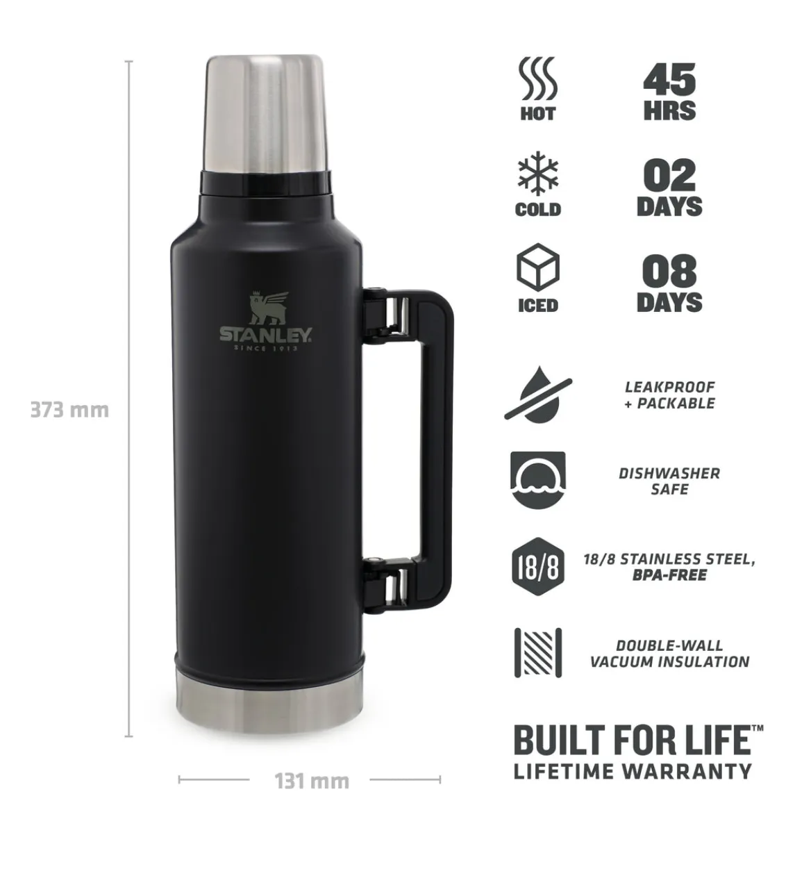 Stanley Classic Bottle XL 1,9 L Matte Black Pebble