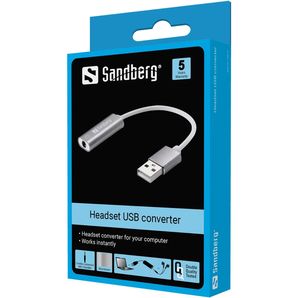 Sandberg Headset USB converter, Silver/White