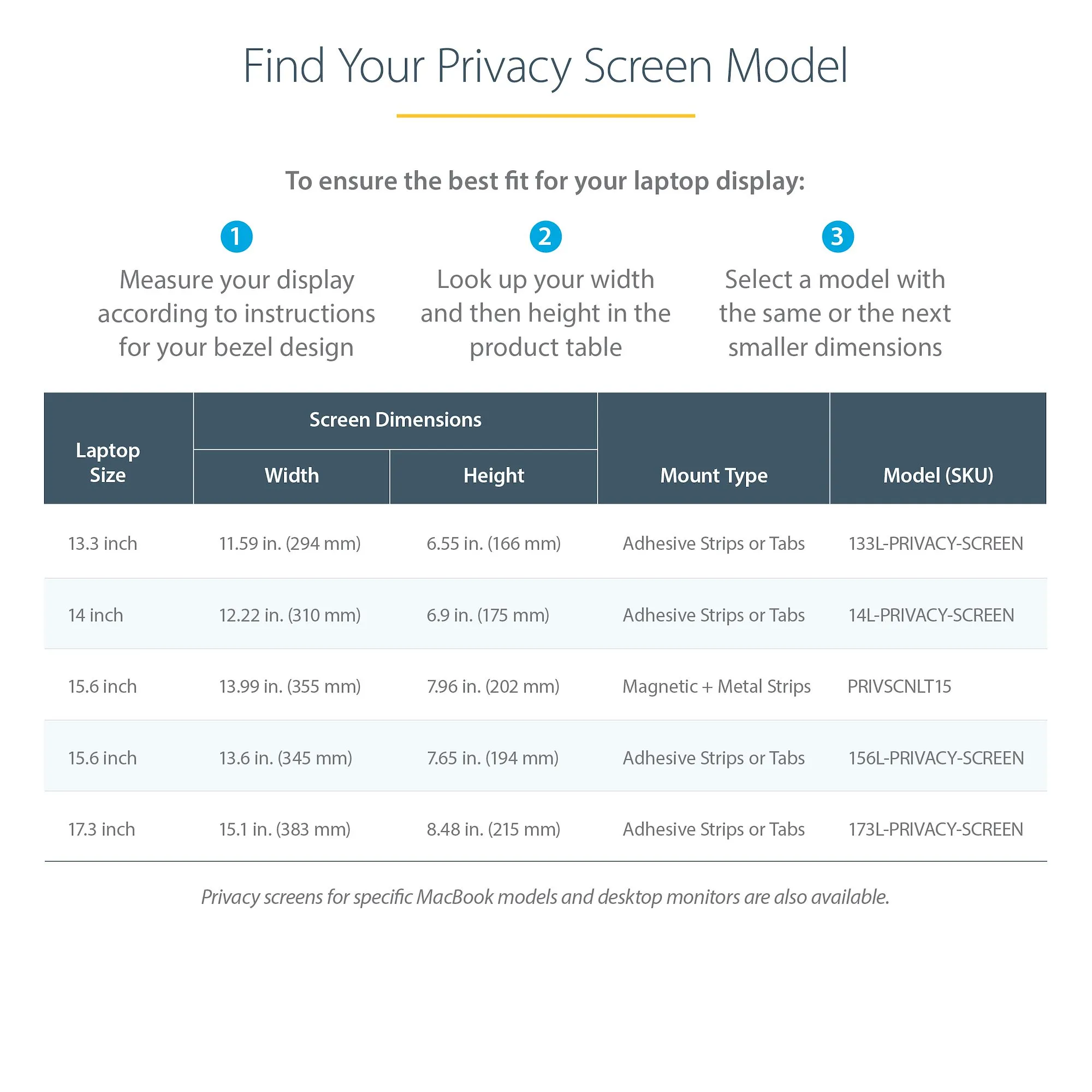 STARTECH.COM 15.6inch 16:9 Laptop Privacy Filter Anti-Glare Privacy Screen