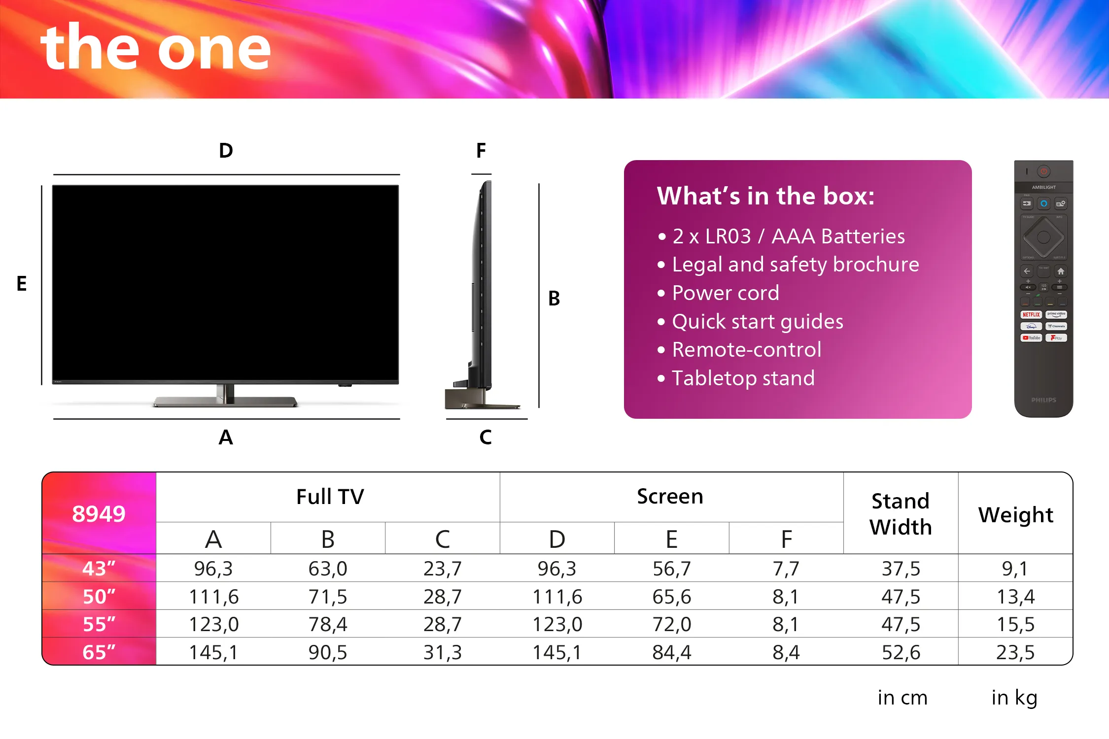 Philips The One 55&quot; PUS8949, 4K LED 144Hz Titan OS Ambilight TV