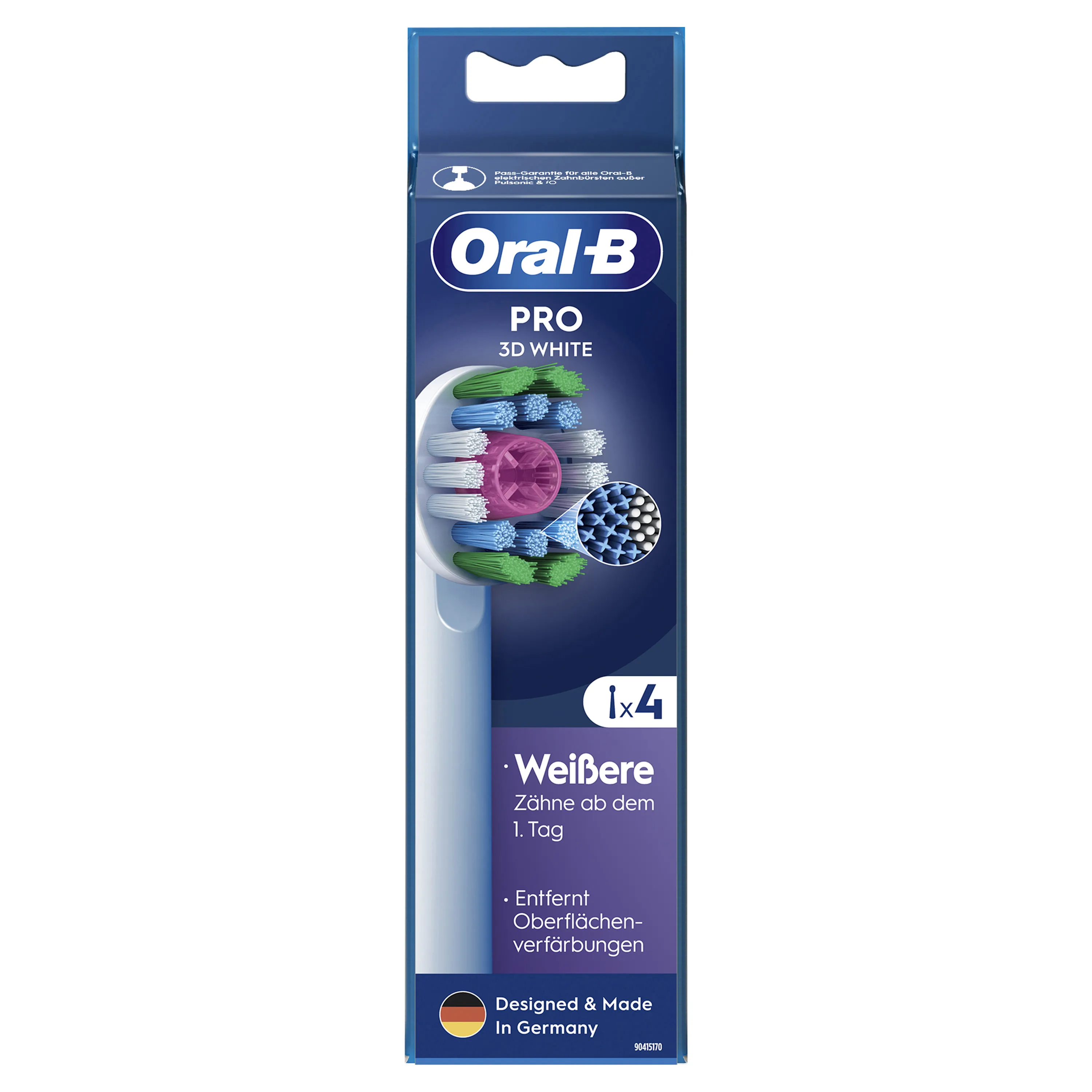 Oral-B Pro 3D White 4 kpl -vaihtoharjasp&auml;&auml;t, Valkoinen