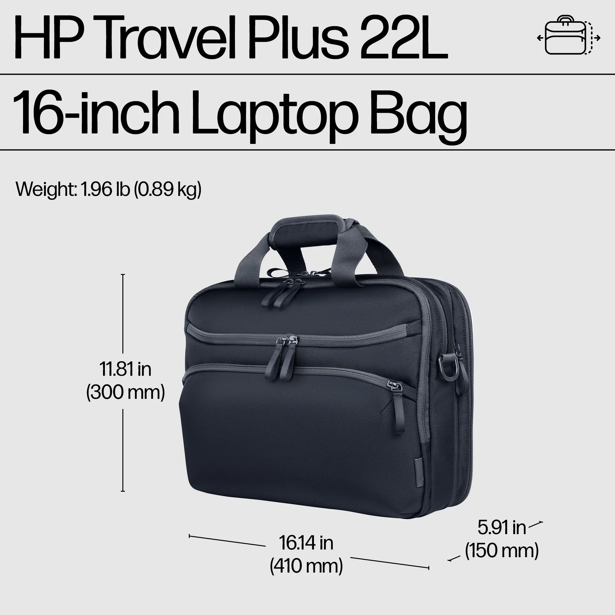HP 16&quot; Travel Plus 22L - datorv&auml;ska, Bl&aring;/Grafit