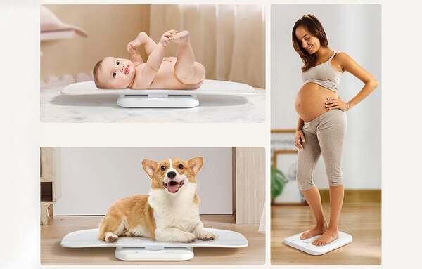 GROWNSY B12H Multifunctional Electronic Baby Scale with Height Measurement, White