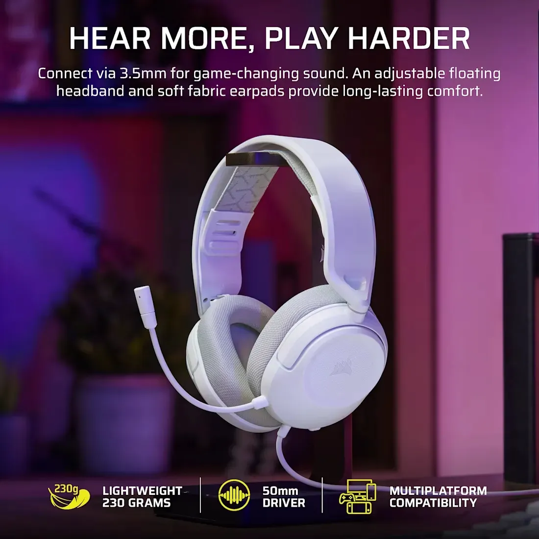 Corsair HS35 v3 gaming headset, vit