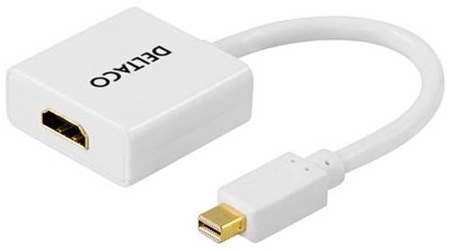 Mini DisplayPort - HDMI adapteri, 20-pin u - 19-pin n,18cm, valkoinen