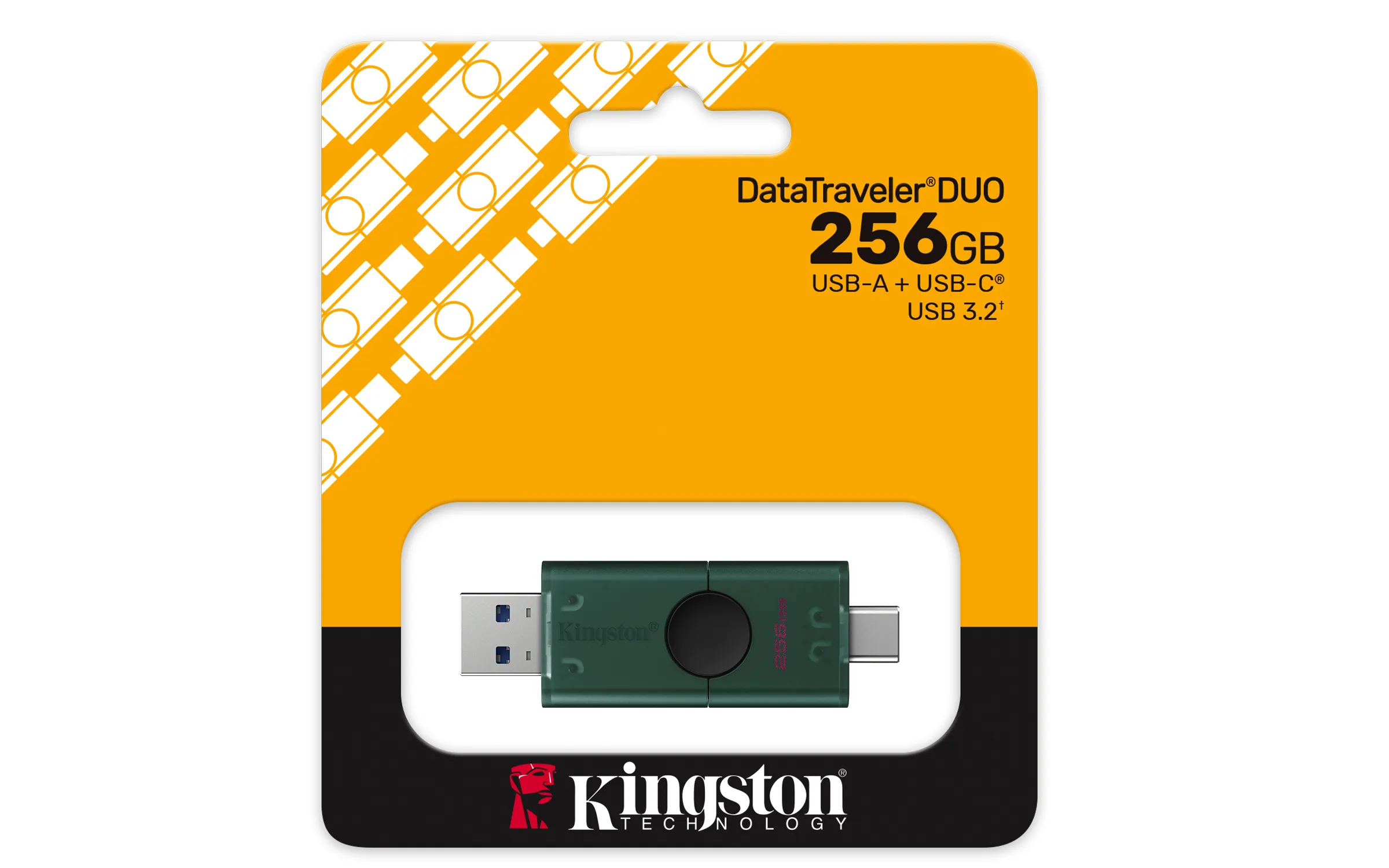 Kingston DataTraveler Duo DTDEG2 USB-A/USB-C USB 3.2 Gen 1 256GB memory stick, Black/Green