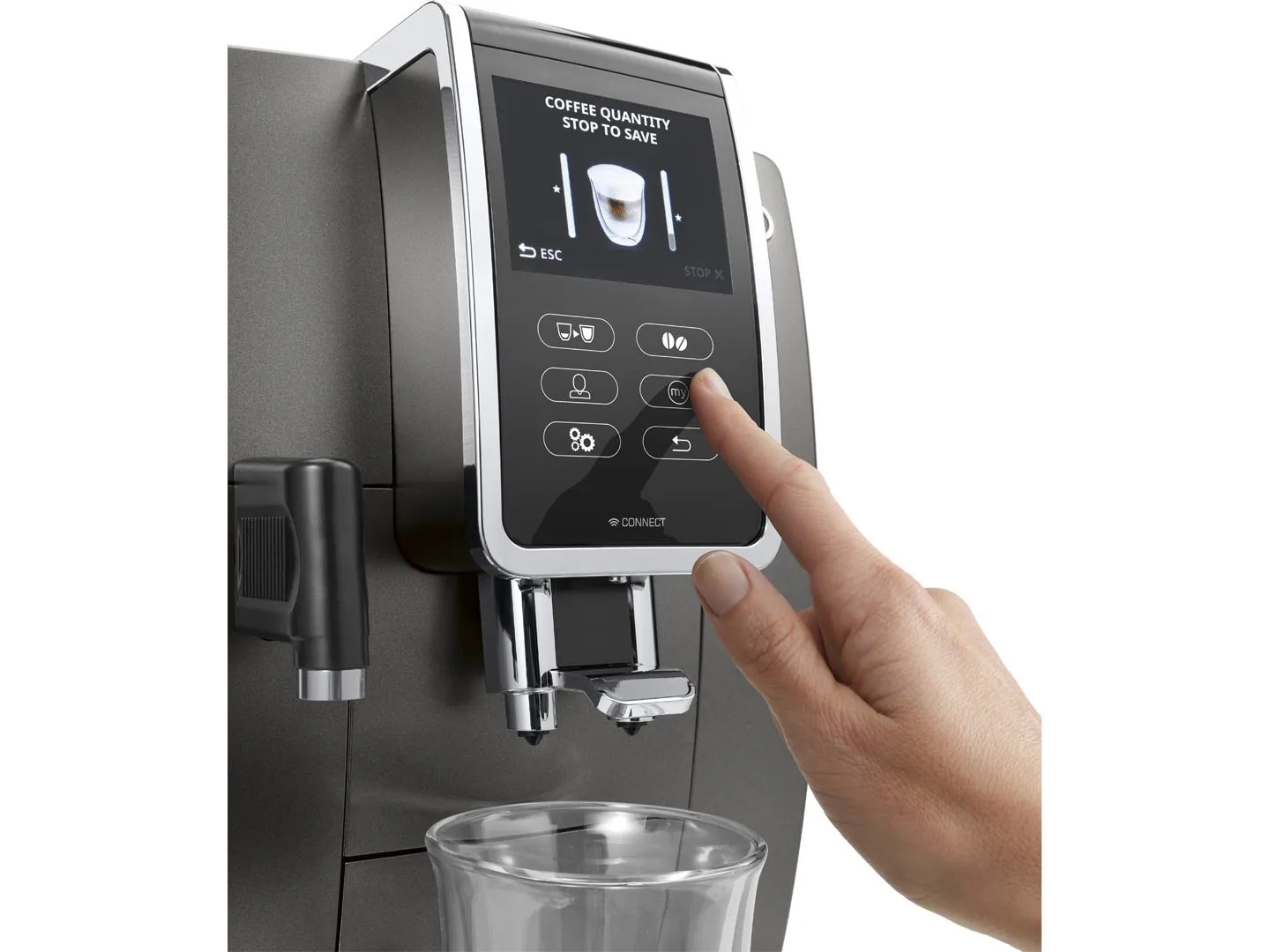 Delonghi ECAM Dinamica Plus 370.95 -yhdistelmäkahvinkeitin, Platina