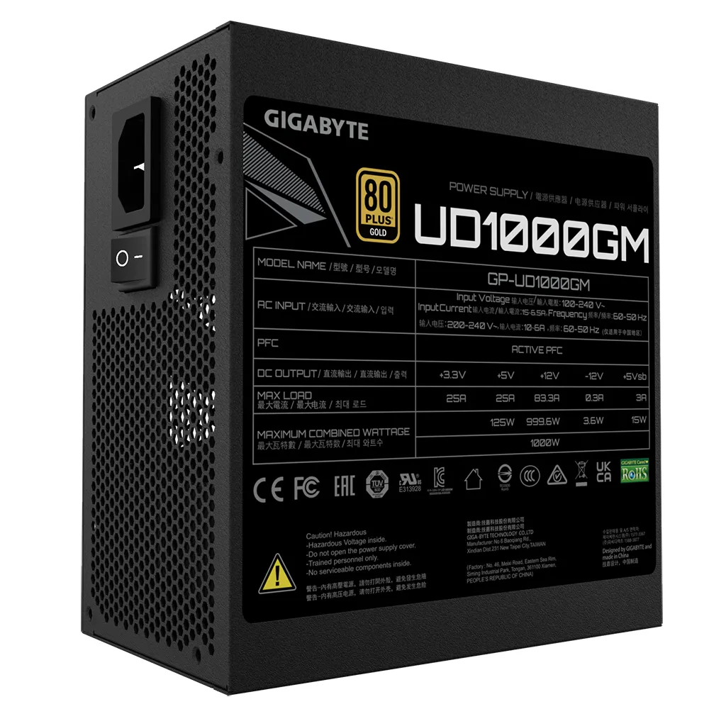 Gigabyte UD1000GM 1000W - power supply, 80 Plus Gold