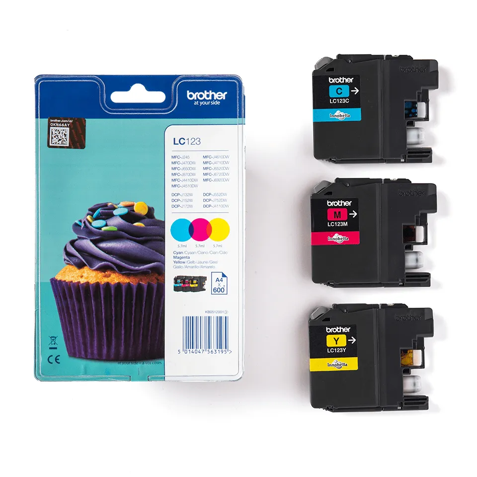 Brother LC123RBWBP ink cartridge kit, Multi-Color, 3 pcs