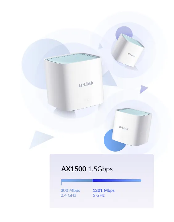 (L&ouml;yt&ouml;nurkka) D-Link M15-3, AX1500, Dual-Band, Wi-Fi 6 -Mesh-j&auml;rjestelm&auml;, 3kpl