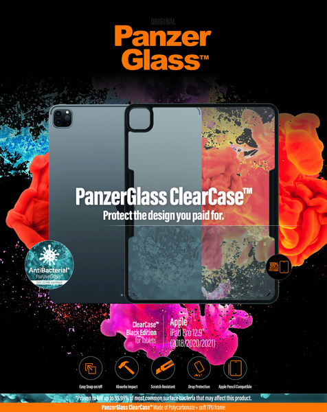 PanzerGlass ClearCase, iPad Pro 12,9&rdquo; 3-6th Gen - fodral, Svart
