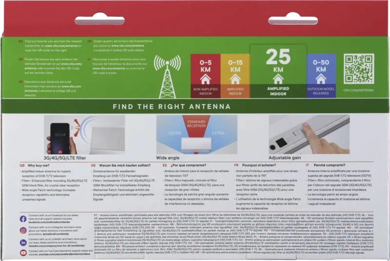 SV 9386 Ant indoor HD UHF/VHF active 47db white 5G