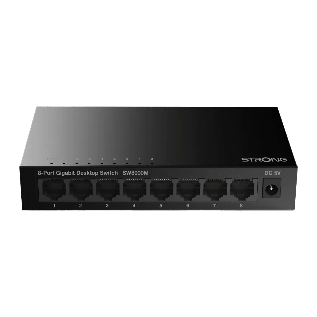Strong 8-port Gigabitswitch Metall Svart