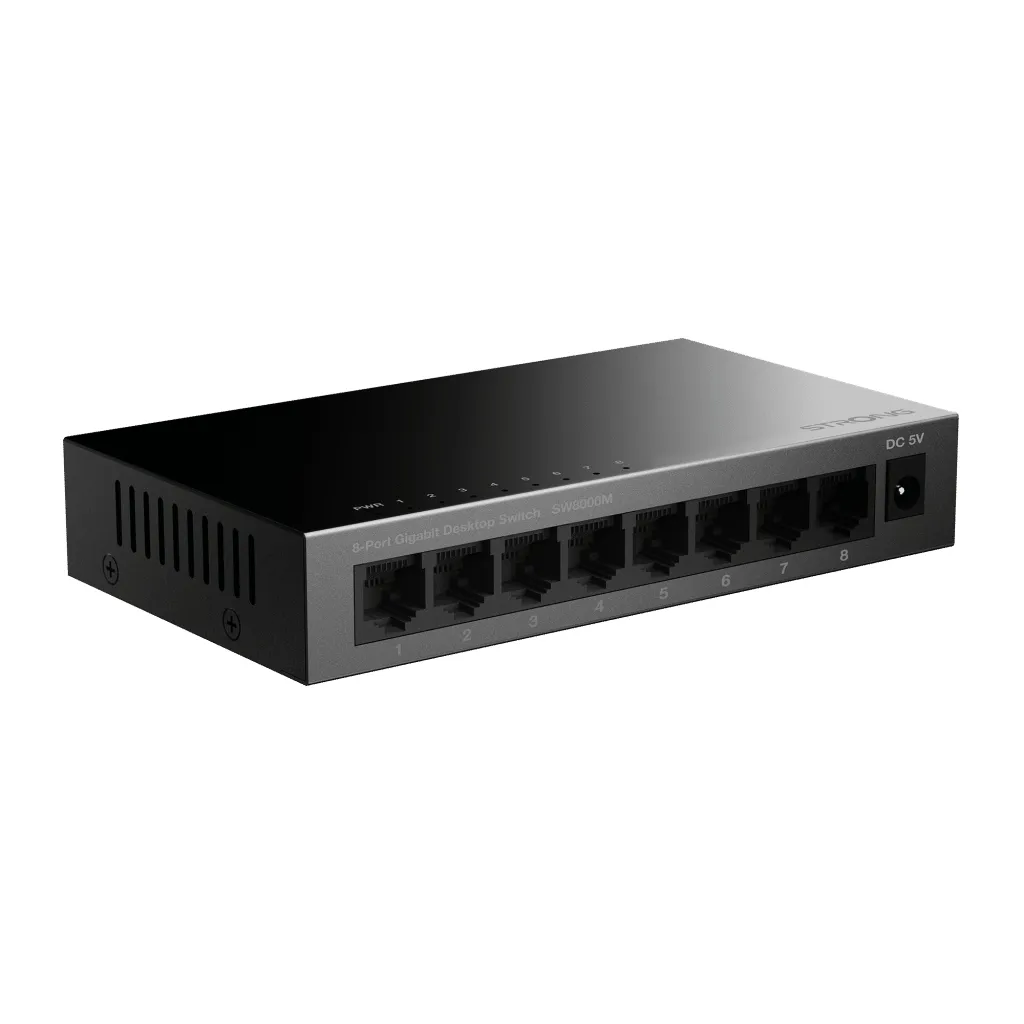 Strong 8-port Gigabitswitch Metall Svart