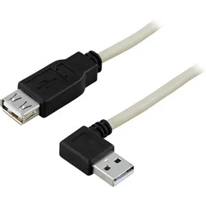 Deltaco USB-A -jatkokaapeli, 0,2 m, Harmaa/Musta