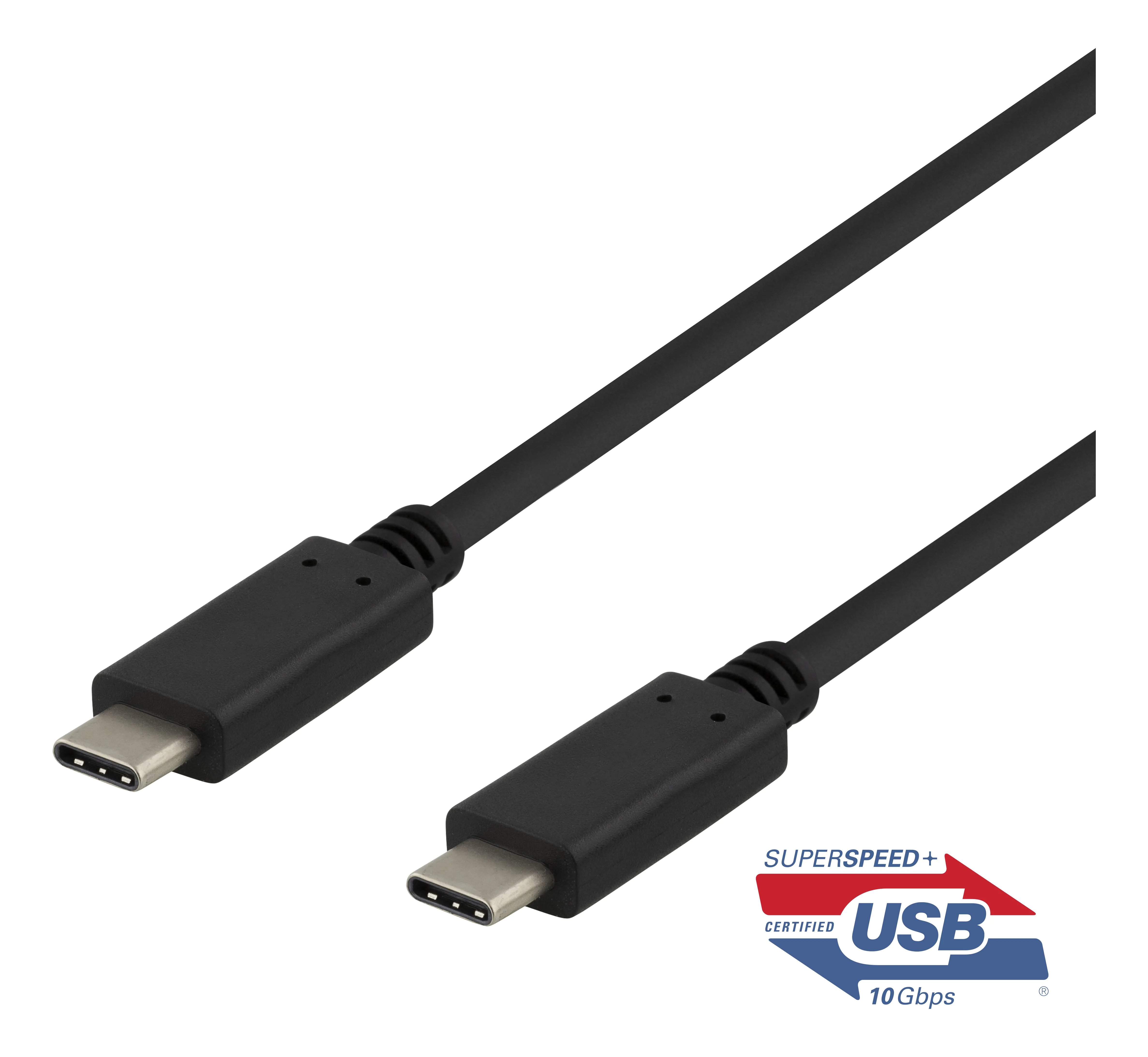 Deltaco USBC-1402 USB-C -kaapeli, 100 W, 1 m, musta