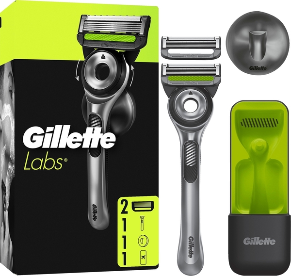 Gillette Labs Exfoliating Razor - razor + 2 blades, magnetic stand and travel case