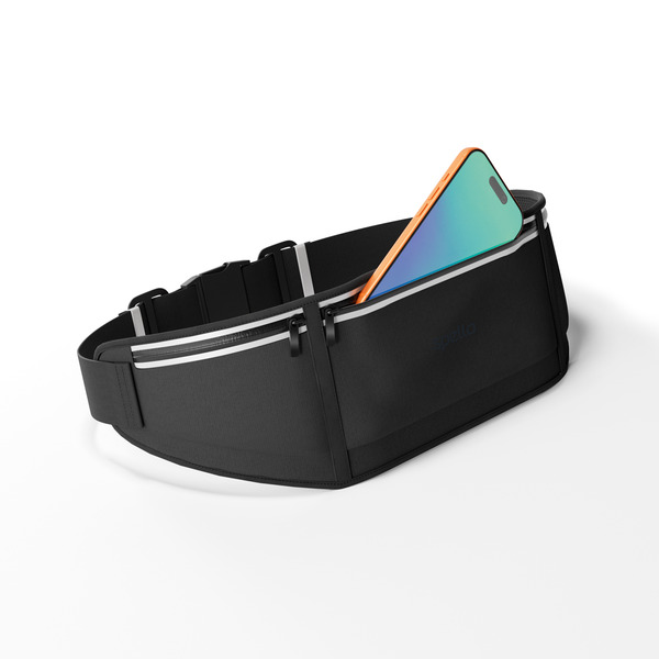 Spello Running Belt | 3 Stretchy Pockets | Black | Water-resistant | Anti-slip Design