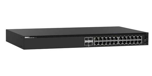 Dell EMC Networking N1124P-ON - Kytkin - Hallinnoitu - 24 x 10/100/1000 (12 PoE+) + 4 x 10 Gigabit SFP+ - r&auml;kkiin asennettava - PoE+ (190 W)