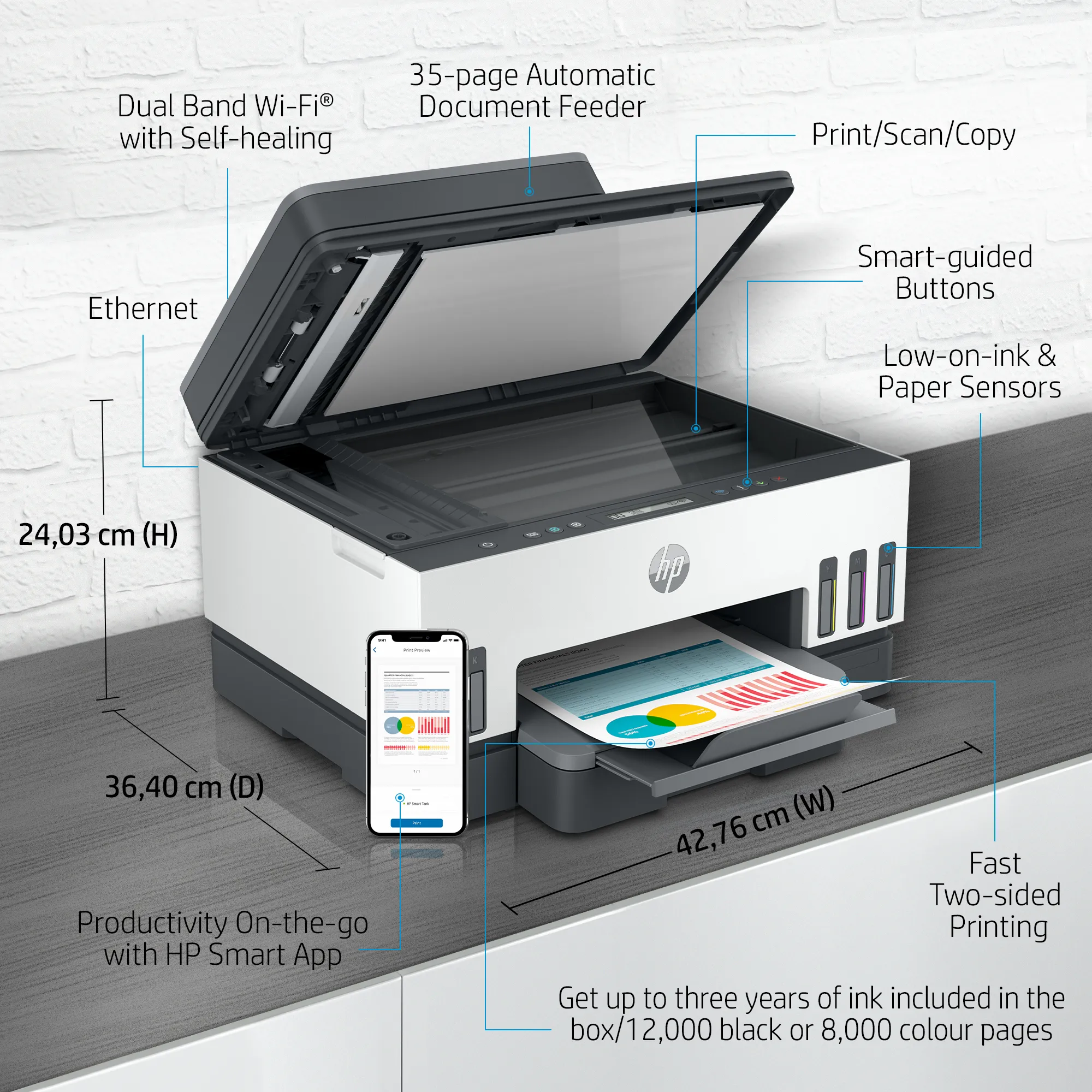 HP Smart Tank 7305 All-in-One A4 color 9ppm Print Scan Copy Light Basalt