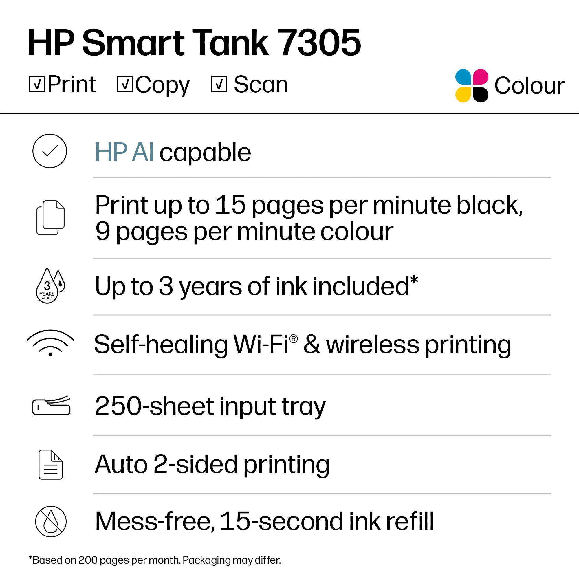 HP Smart Tank 7305 All-in-One A4 color 9ppm Print Scan Copy Light Basalt