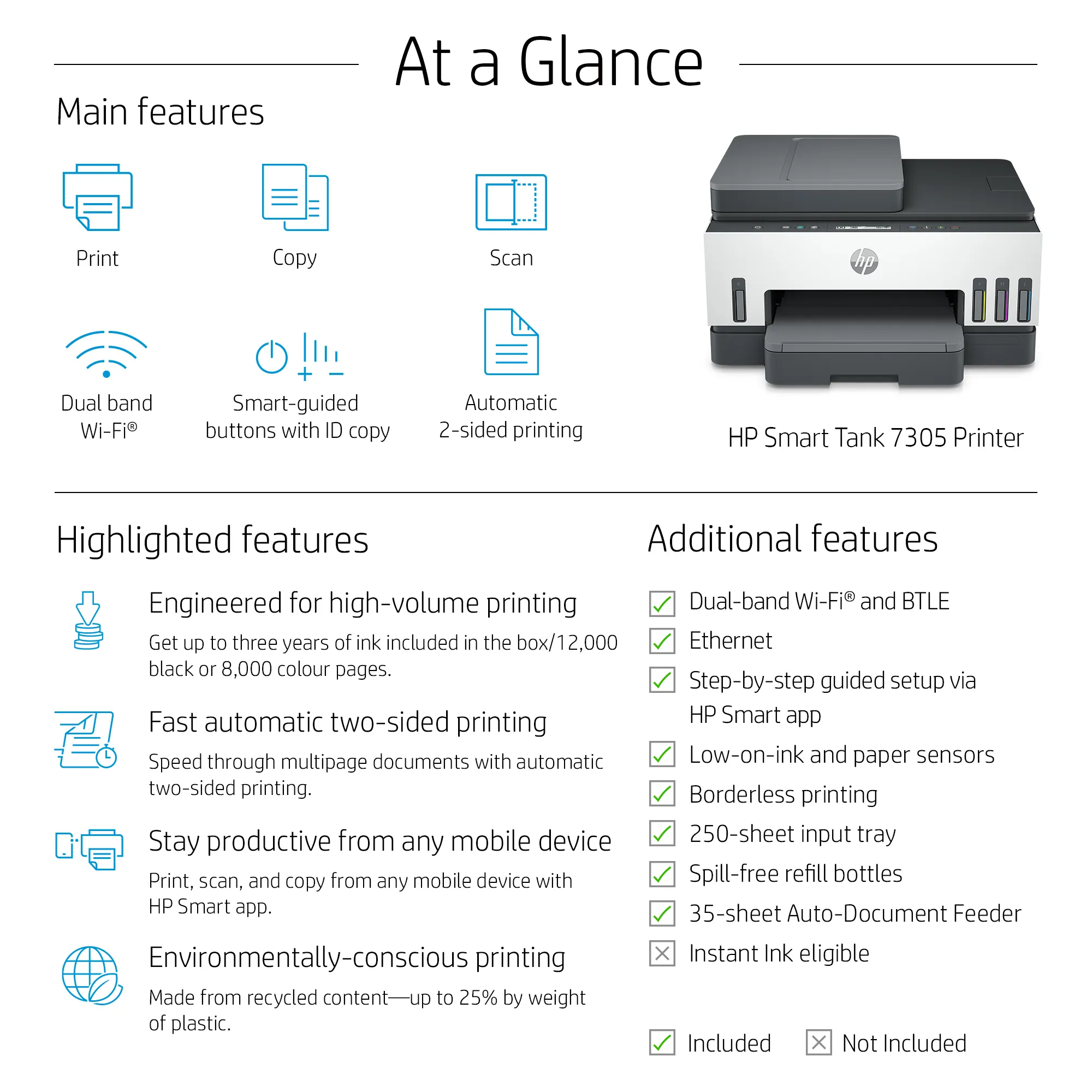 HP Smart Tank 7305 All-in-One A4 color 9ppm Print Scan Copy Light Basalt