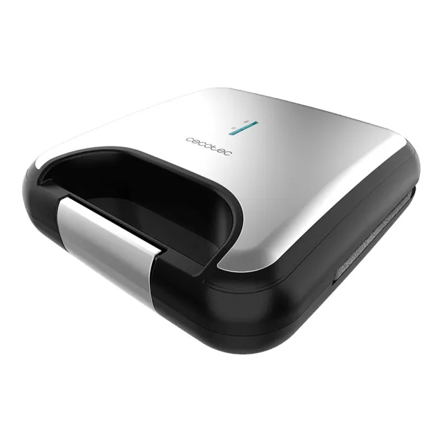 CECOTEC Rock'nToast Classic+ -voileip&auml;grilli, 800 W, 2 viipaletta, Ruostumaton ter&auml;s / musta
