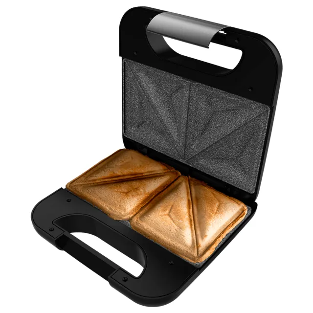 CECOTEC Rock'nToast Classic+ -voileip&auml;grilli, 800 W, 2 viipaletta, Ruostumaton ter&auml;s / musta