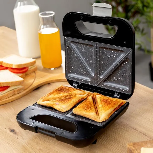 CECOTEC Rock'nToast Classic+ -voileip&auml;grilli, 800 W, 2 viipaletta, Ruostumaton ter&auml;s / musta