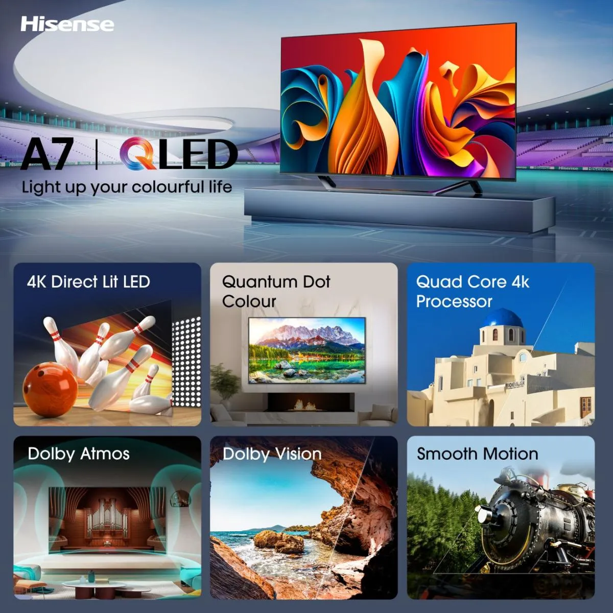 Hisense A7NQ 43" 4K QLED VIDAA TV, 60 Hz, HDR10+, harmaa