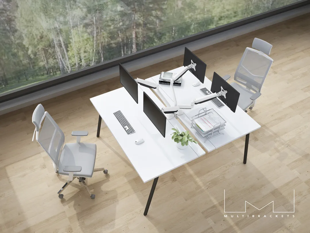 M Deskmount Gas Spring Dual Desk Mount, for 2 monitors, 15-27", with gas spring, 9kg, White