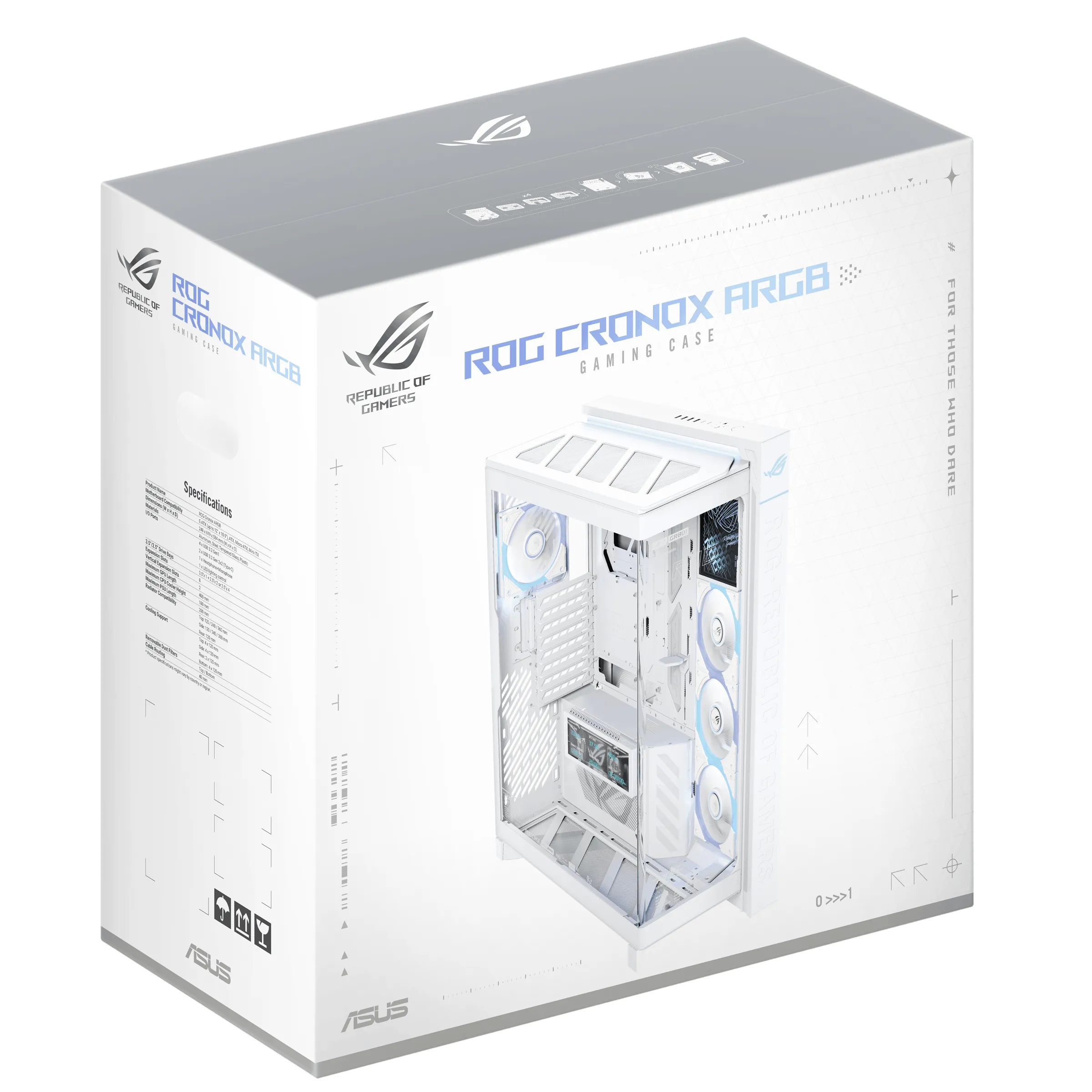 ASUS ROG Cronox ARGB White Edition Midi-Tower Case with window, with RGB lighting, White