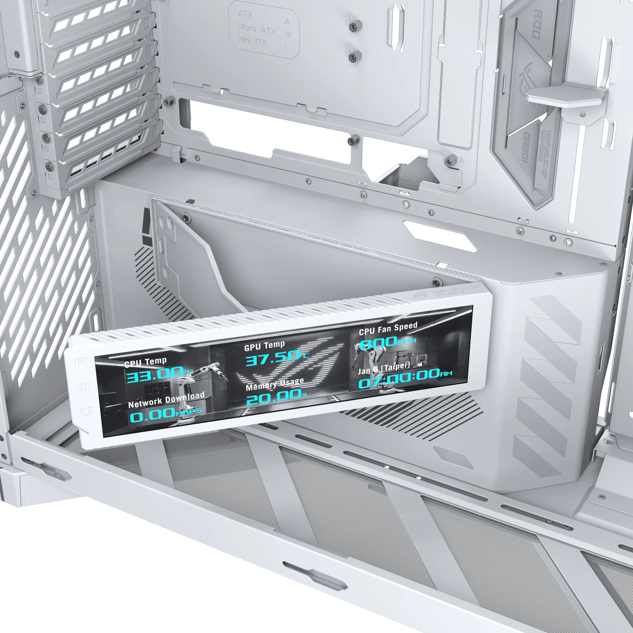 ASUS ROG Cronox ARGB White Edition Midi-Tower Case with window, with RGB lighting, White