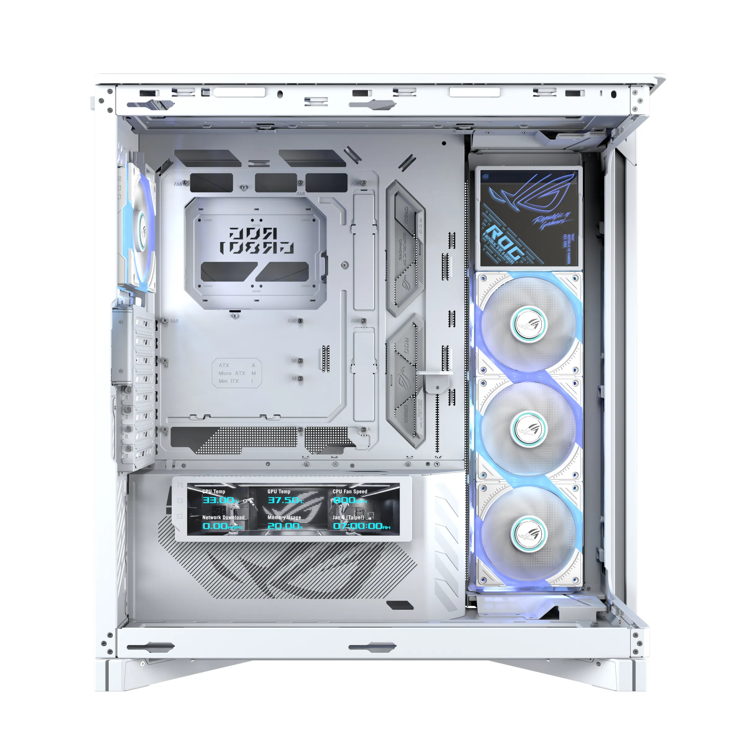 ASUS ROG Cronox ARGB White Edition Midi-Tower Case with window, with RGB lighting, White