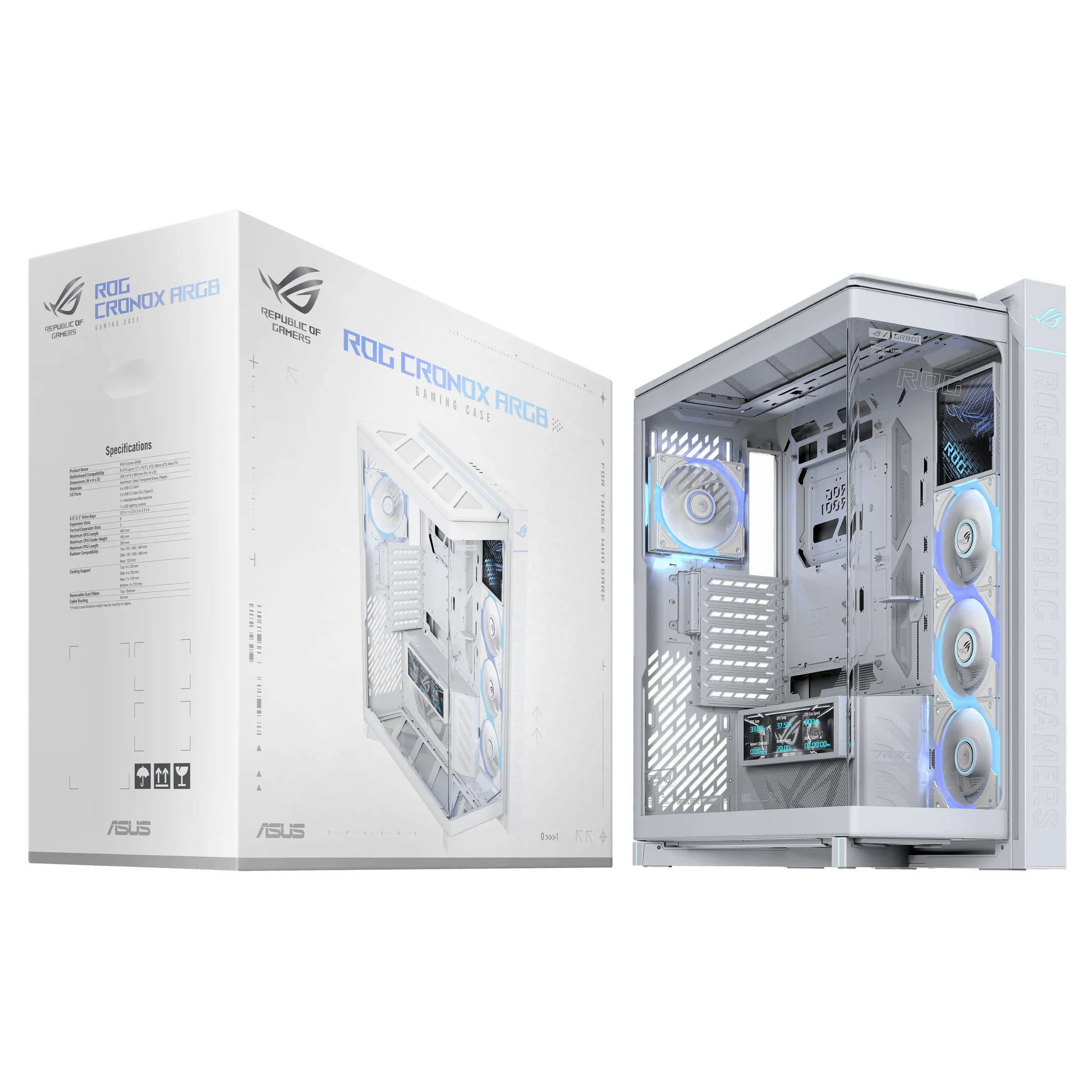 ASUS ROG Cronox ARGB White Edition Midi-Tower Case with window, with RGB lighting, White