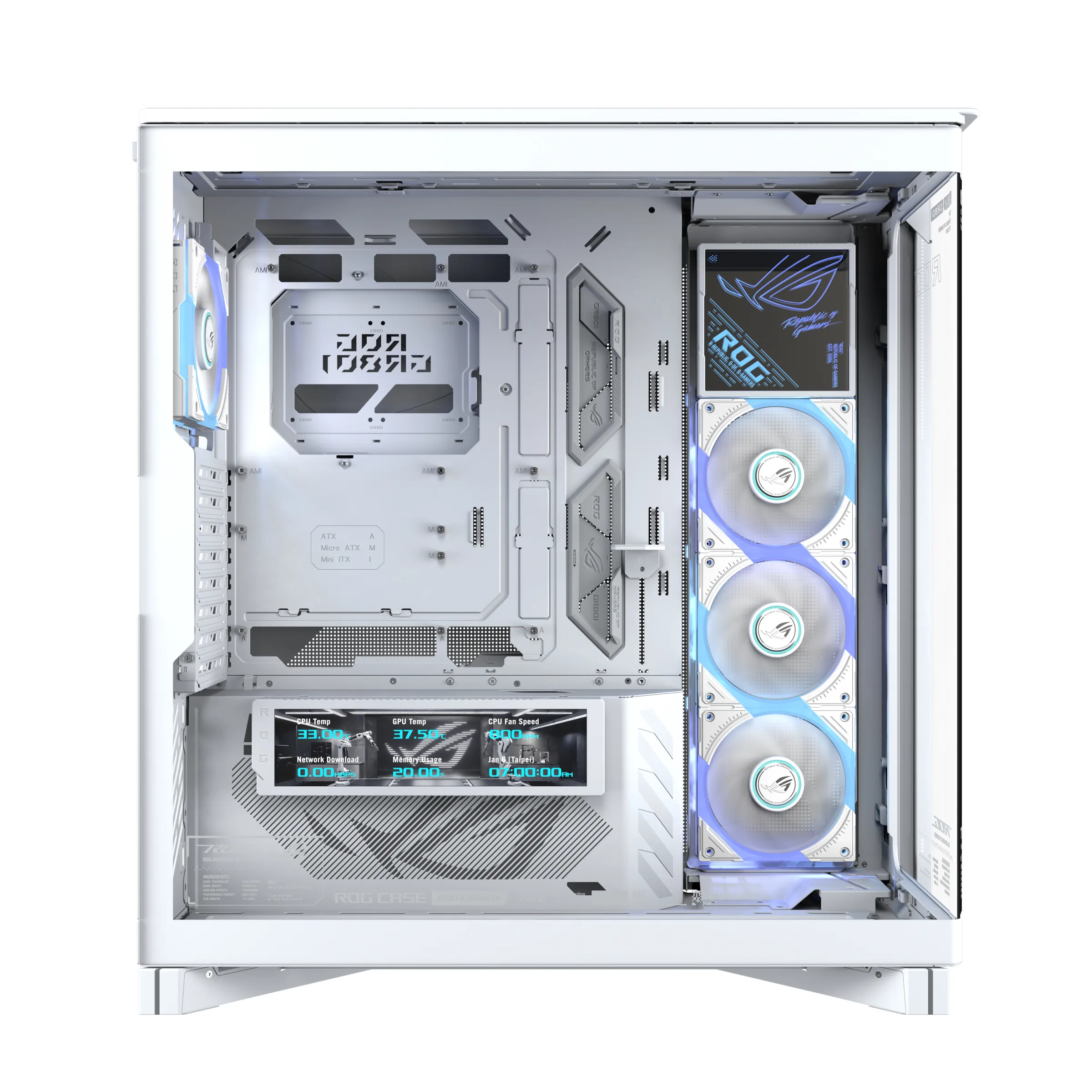 ASUS ROG Cronox ARGB White Edition Midi-Tower Case with window, with RGB lighting, White