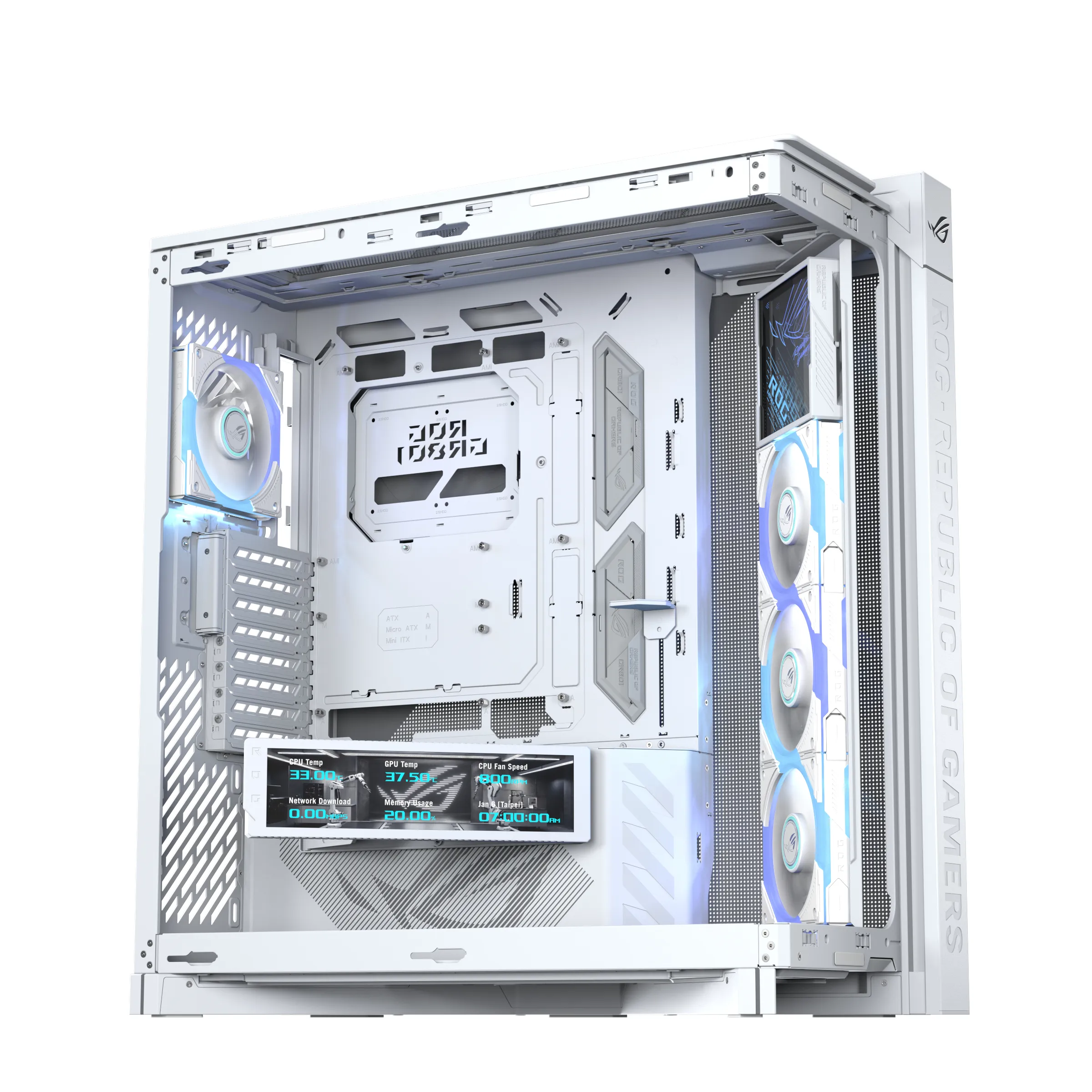 ASUS ROG Cronox ARGB White Edition Midi-Tower Case with window, with RGB lighting, White