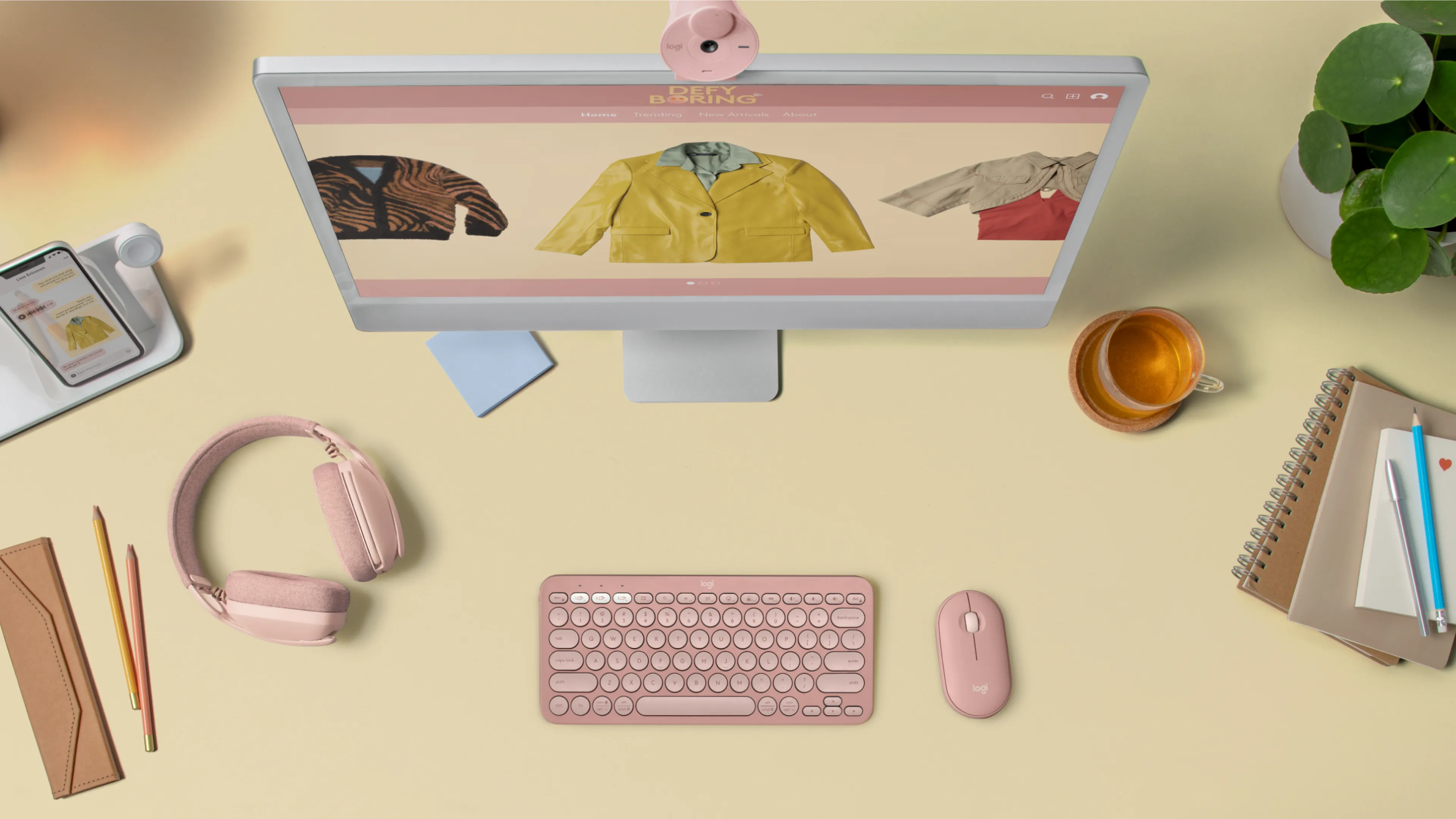Logitech Pebble Mouse 2 M350s tr&aring;dl&ouml;s mus, rosa