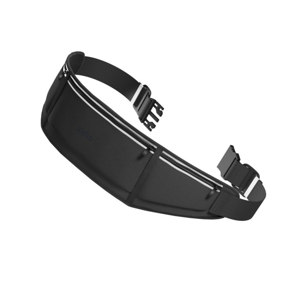 Spello Running Belt | 3 Stretchy Pockets | Black | Water-resistant | Anti-slip Design