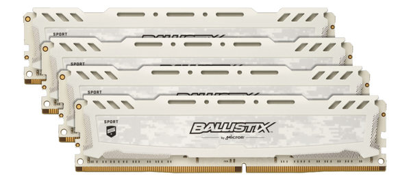 Ballistix Sport LT 32GB DDR4 3200MT/s, 4x288, CL16, White
