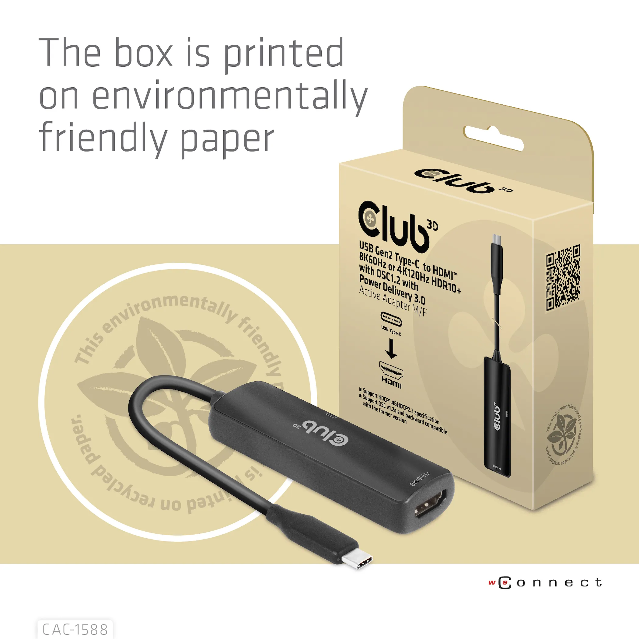 Club 3D 3.2 Gen2 USB-C - HDMI + USB-C PD 3.0 - adapter, Black Club 3D 3.2 Gen2 USB-C - HDMI + USB-C PD 3.0 - adapter, Black